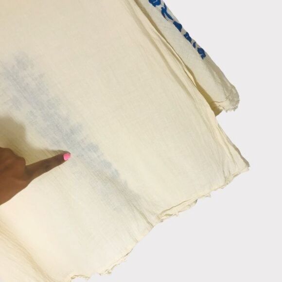 UMGEE Floral Embroidered Lightweight Cotton Gauze Raw Edge Top Size Small - Picture 5 of 9